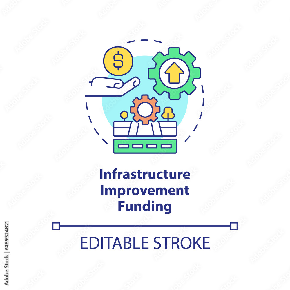 Infrastructure improvement funding concept icon