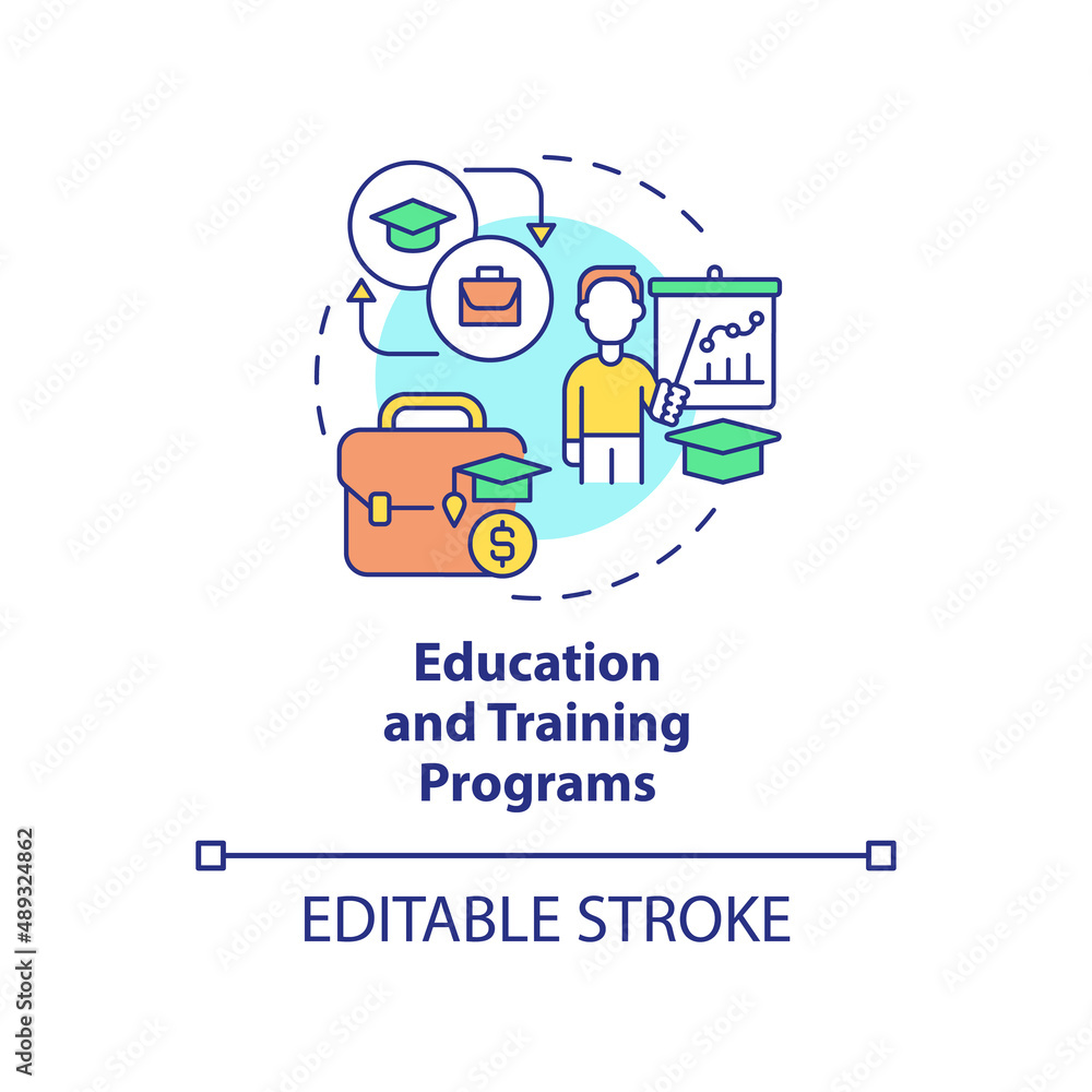 Education and training programs concept icon
