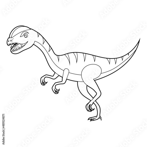Coloring book for kids, cute cartoon dinosaur . Vector isolated on a white background