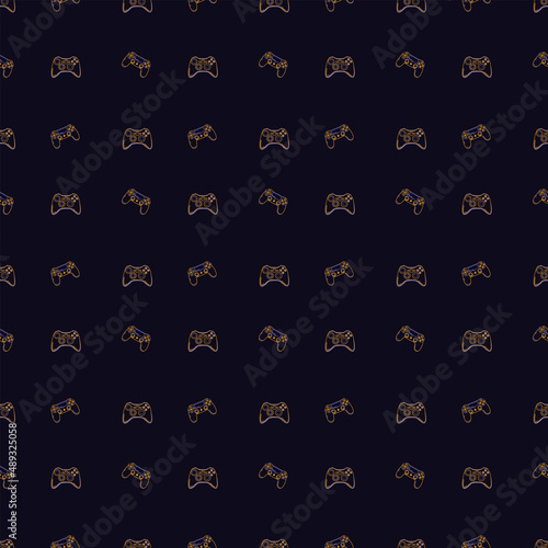 Seamless pattern with game joysticks. Outline vector illustration for t-shirt prints, posters and other uses.