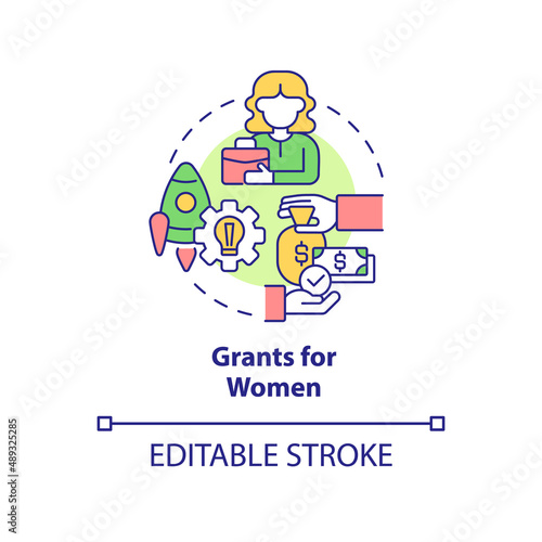 Grants for women concept icon
