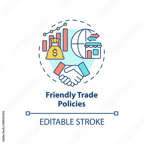 Friendly trade policies concept icon