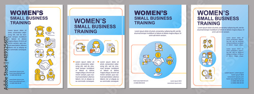 Training for women in small business blue brochure template