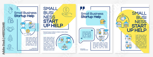 Small business startup help blue and yellow brochure template
