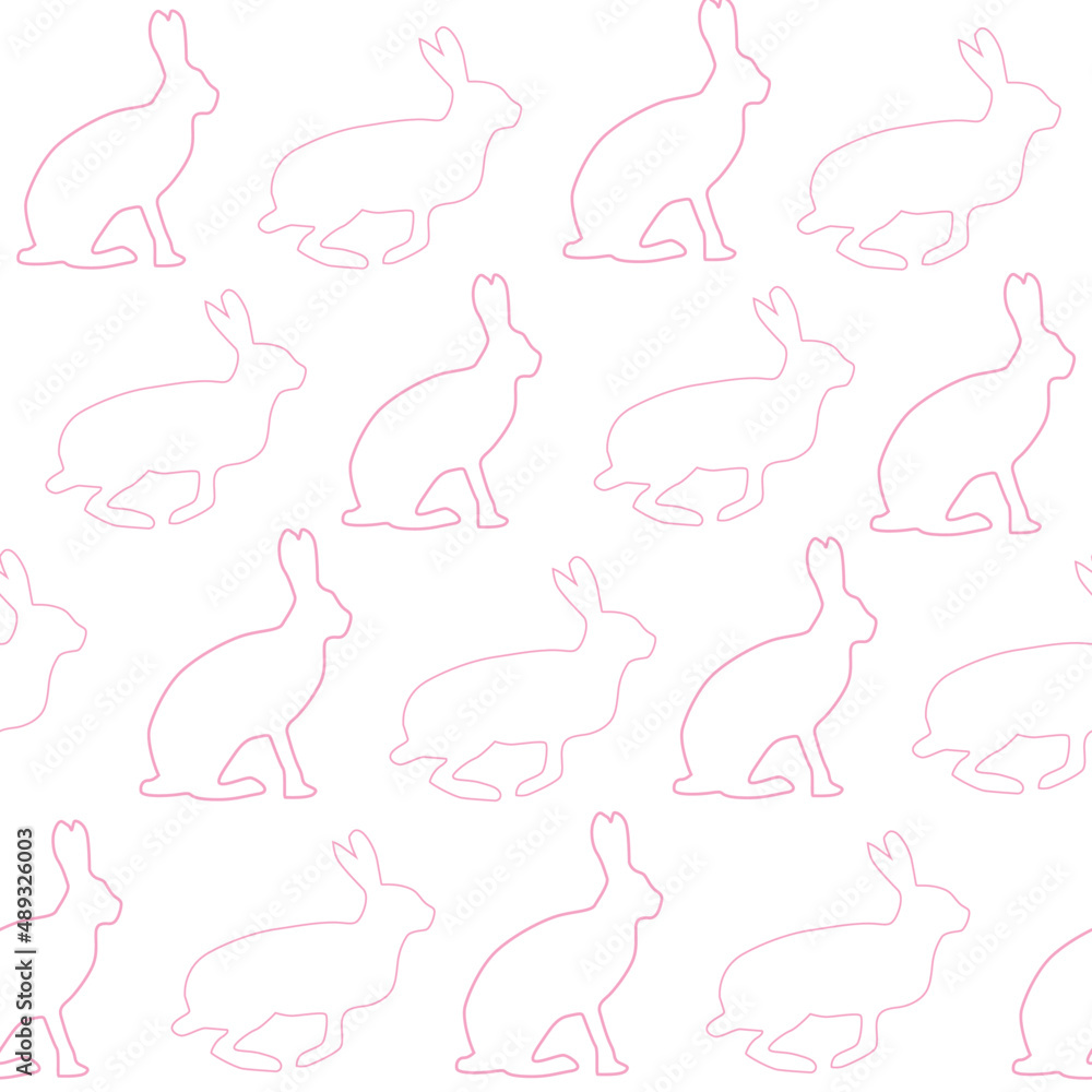 seamless pattern with rabbits hares on white background