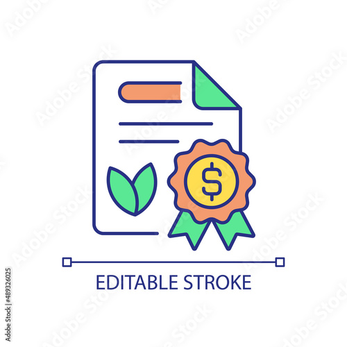 Grant for environmentally friendly program providing RGB color icon