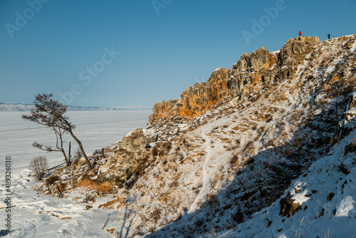 Landscape in baikal lake near the shamanka rock, russia, siberia