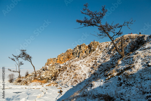 Landscape in baikal lake near the shamanka rock, russia, siberia