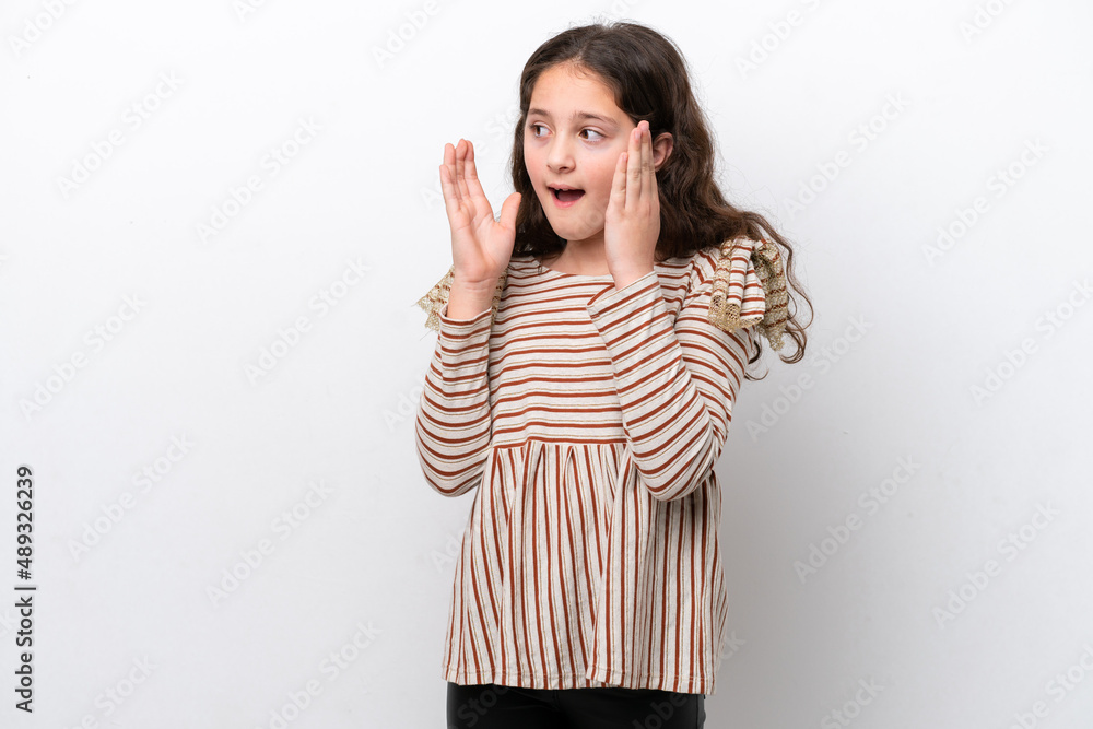 Little girl isolated on white background with surprise facial expression Little girl isolated on white background with surprise facial expression