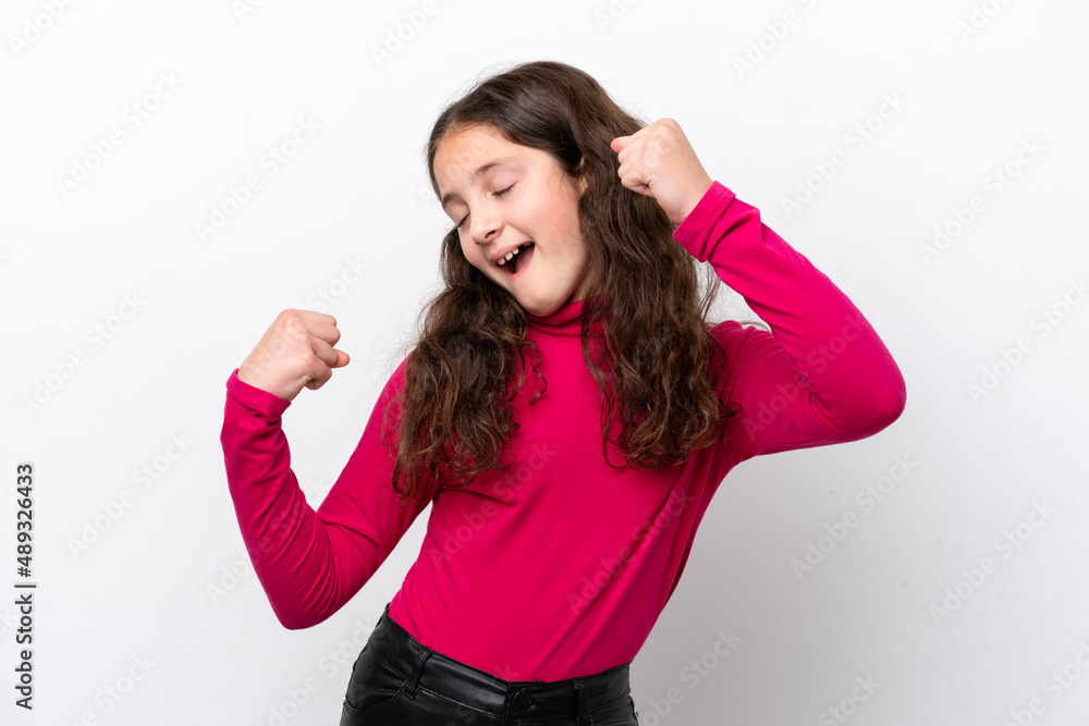 Little girl isolated on white background celebrating a victory Little girl isolated on white background celebrating a victory