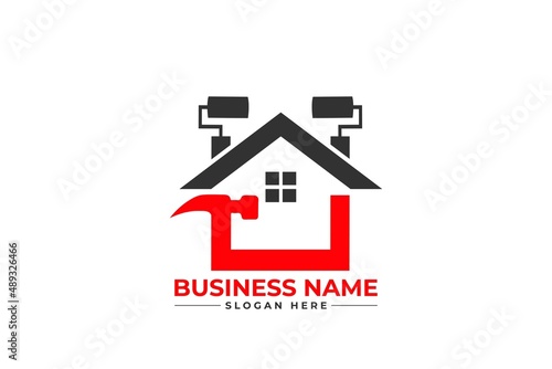 home repair, roofing, remodeling, handyman, home renovation, decor logo	