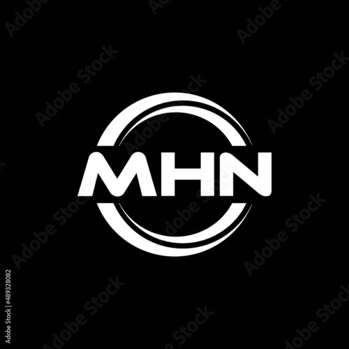 MHN letter logo design with black background in illustrator, vector logo modern alphabet font overlap style. calligraphy designs for logo, Poster, Invitation, etc.	 photo