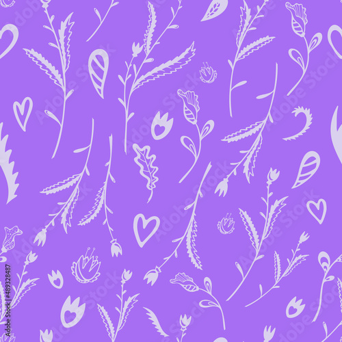 Delicate floral print on a lilac background Provence style