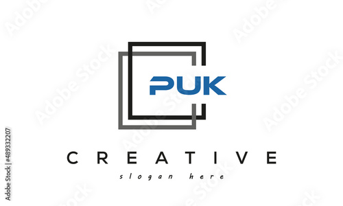 PUK creative square frame three letters logo