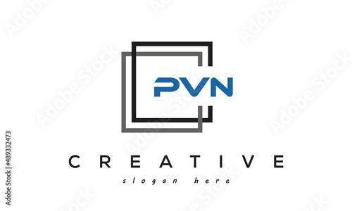 PVN creative square frame three letters logo photo