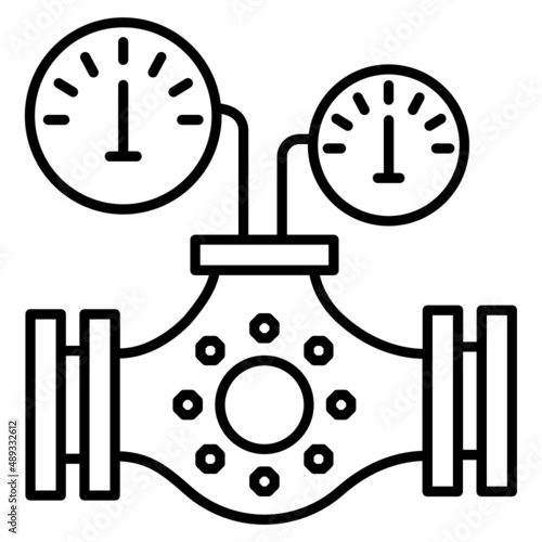 gaseous flow or special Valve with gauges Vector Icon Design, crude oil and natural  Liquid Gas Symbol, Petroleum  and gasoline Sign, power and energy market stock, Pressure Regulating Valves Concept,
