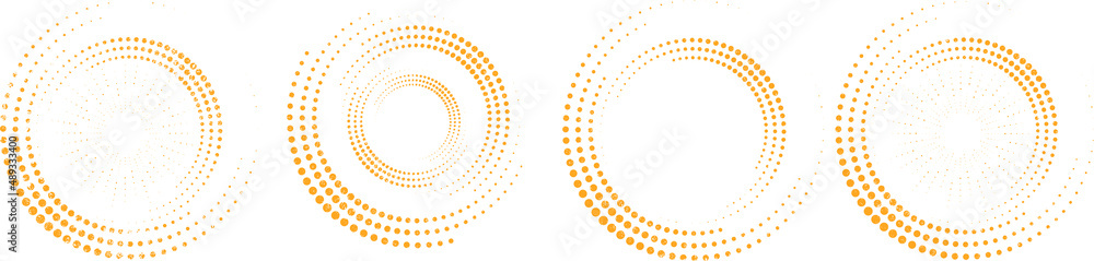 Grunge halftone dots in Circle Form . Spiral Vector Illustration .Textured round Logo . Design element . Abstract Geometric circular shapes .Rotating grunge radial line. Concentric circles