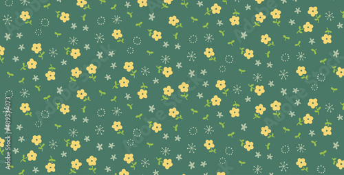 黄色の花　かわいいフラワーパターン　背景装飾