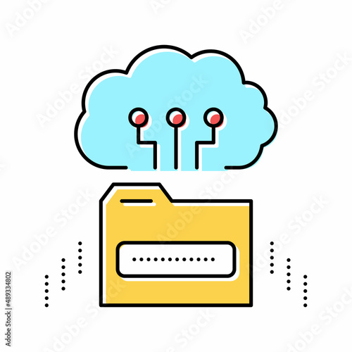 cloud storage library education color icon vector illustration