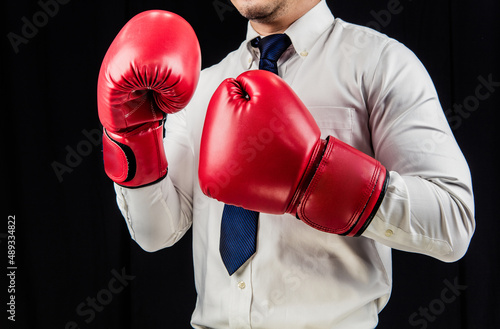 Businessman standing in boxing