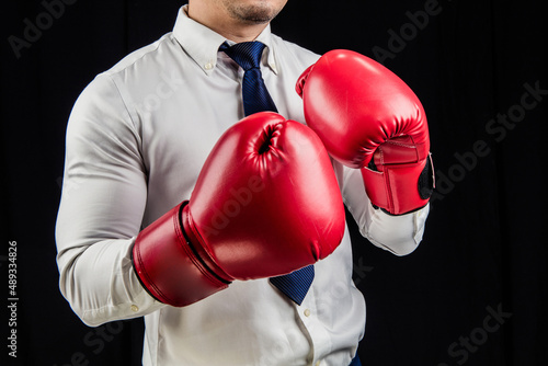 Businessman standing in boxing