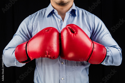 Businessman standing in boxing