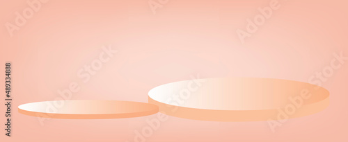 Pink empty podiums design with illustration, Product showing presentation concept with background copy space