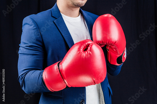 Businessman standing in boxing