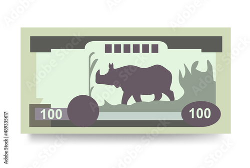 Nepalese Rupee Vector Illustration. Nepal money set bundle banknotes. Paper money 100 NPR. Flat style. Isolated on white background. Simple minimal design.