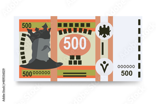 Moldovan Leu Vector Illustration. Moldova money set bundle banknotes. Paper money 500 MDL. Flat style. Isolated on white background. Simple minimal design. photo