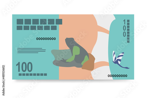 Malagasy Ariary Vector Illustration. Madagascar money set bundle banknotes. Paper money 100 MGA. Flat style. Isolated on white background. photo