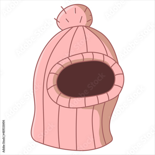 Gentle pink knitted funny trendy balaclava hat