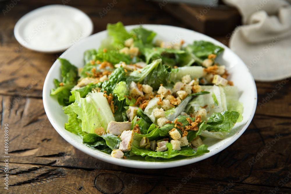 Traditional Caesar salad with chicken Traditional Caesar salad with chicken