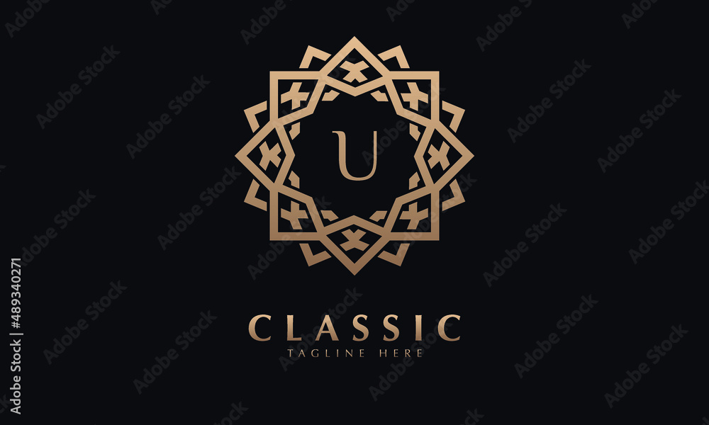 U abstract monogram vector logo template