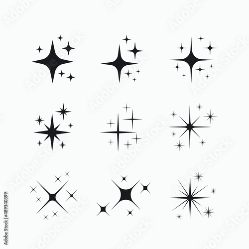 set of twinkling star  twinkle  sparkle  glitter icon vector 
