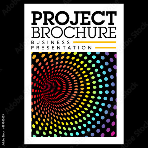 Couverture pour une brochure de projets d’affaires, avec une image de vortex multiple couleurs.