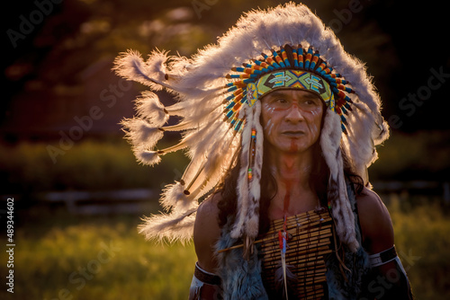 Native Americans.portrait of Americans Indian man. 