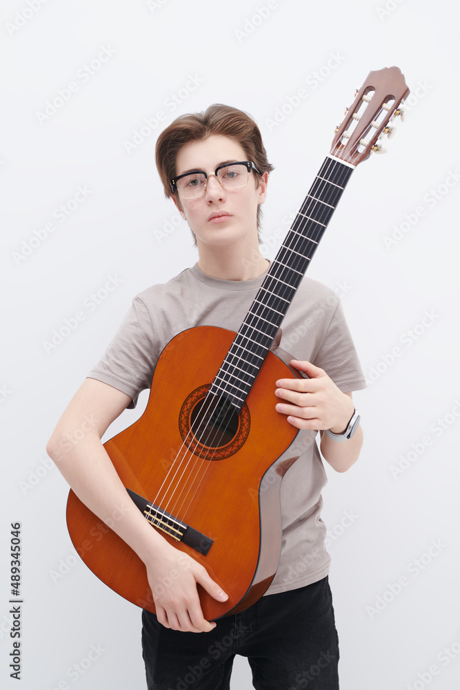 teen boy with guitar teen boy with guitar