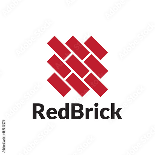 simple red brick logo design