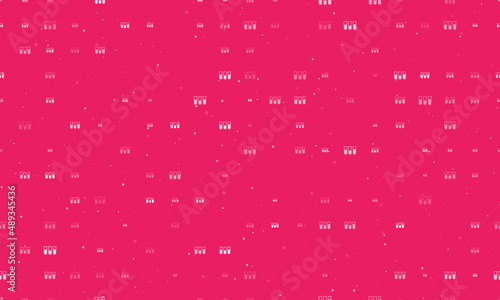 Seamless background pattern of evenly spaced white water game symbols of different sizes and opacity. Vector illustration on pink background with stars