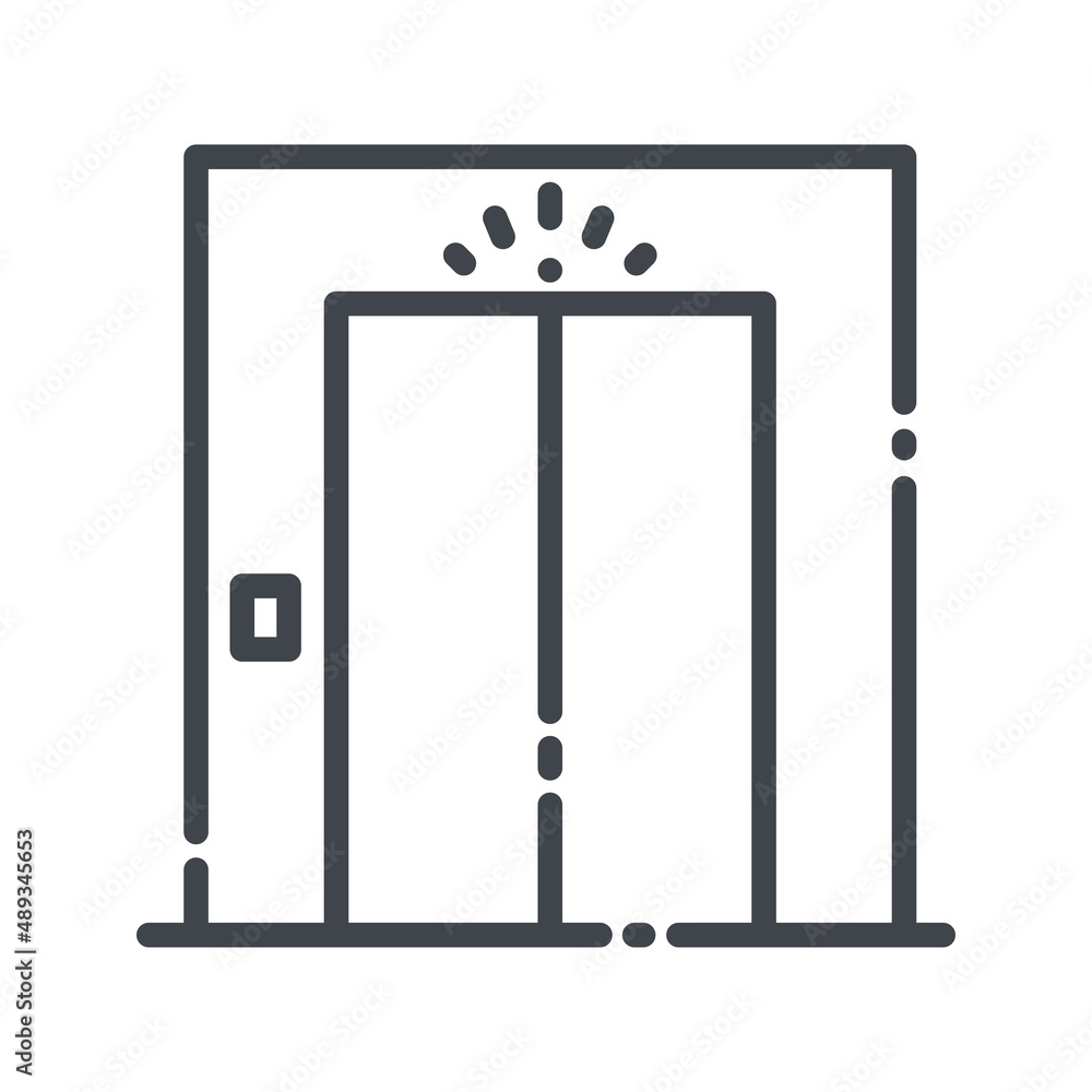 Elevator Line icon front view isolated on white transparent background. Elevator Line icon front view isolated on white transparent background.