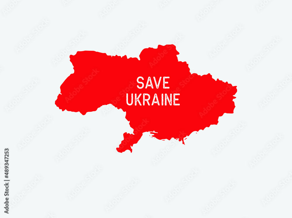 Naklejka premium save Ukraine. vector red Ukraine map. war concept