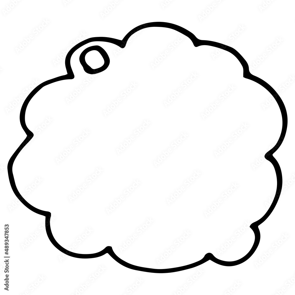 round empty gift tag. isolated hand drawing in the style of a doodle, black outline, round shape label with a spiral edge with an empty space for text on a white design template cloud
