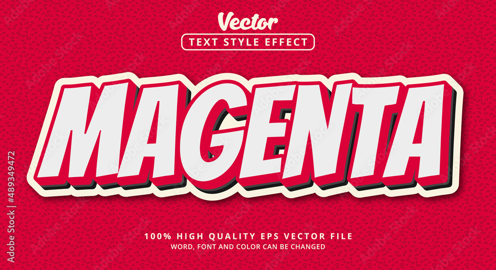 Editable text effects, Magenta text with vintage color styles and layered styles