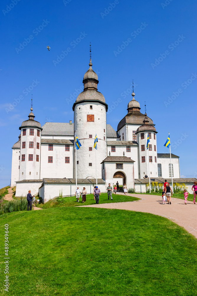 Beautiful Lacko castle a old baroque castle with visitors in Sweden