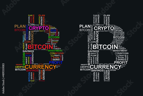 bitcoin, Cryptocurrency word cloud t-shirt design vector.