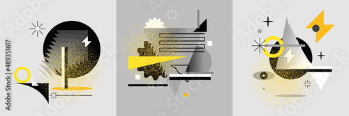 Abstract geometric background. Design poster with the flat figures. A stylish template for further creativity.