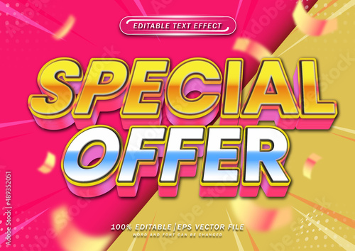 Special offer text style effect. shopping banner editable. font design