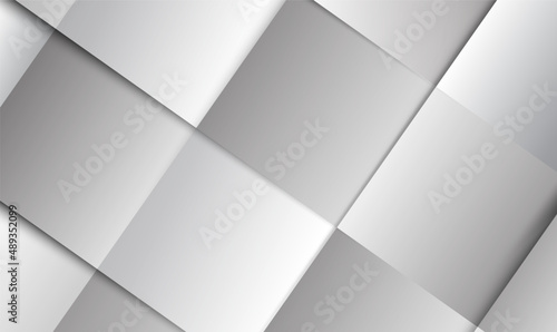 Metal checked pattern background. Abstract White and gray color technology modern futuristic background. Hi-tech geometric banner design with silver squares. Chrome, steel, aluminum. Vector EPS10.