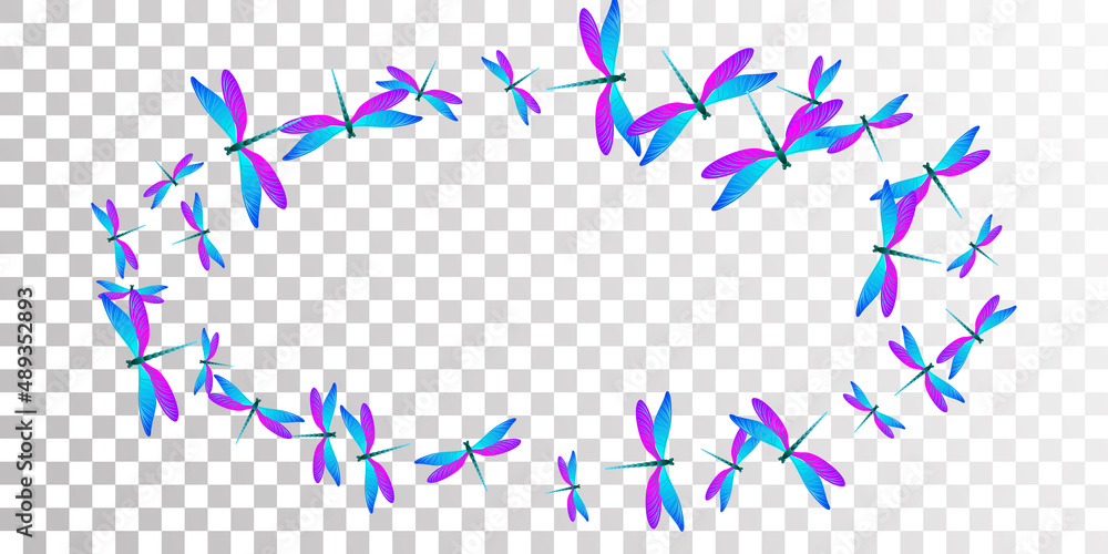 Magic blue purple dragonfly cartoon vector wallpaper. Summer little ...